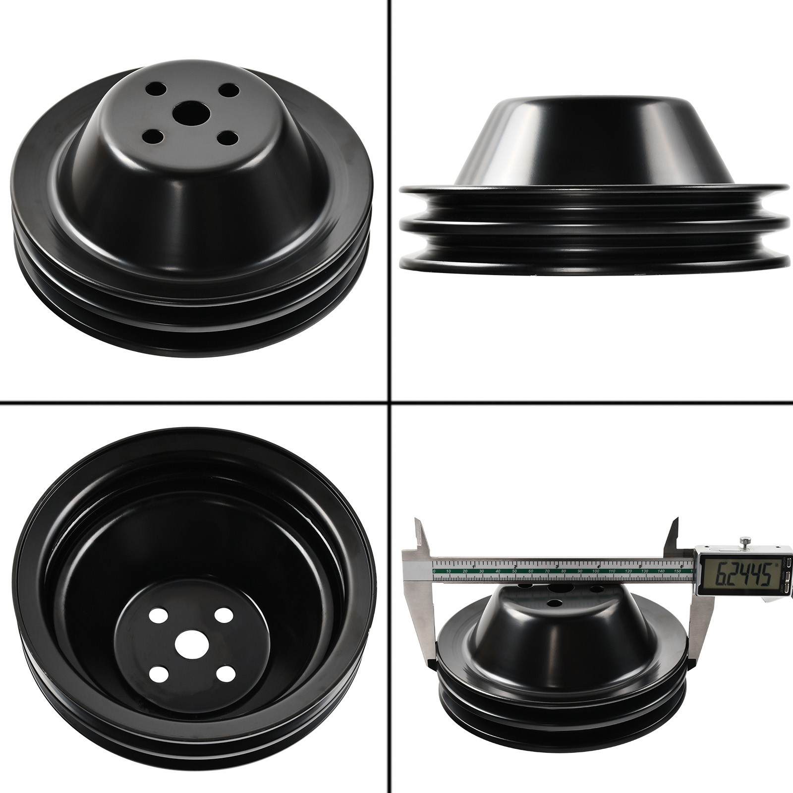 Double-Groove Power Steering Water Pump Crankshaft Pulley Kit for Chevy SBC 305