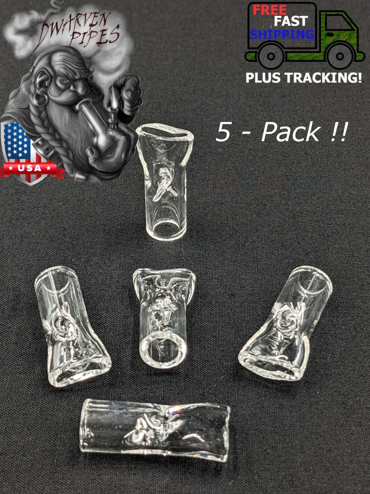 5 Pack Glass Filter Tips 4 Tobacco Smoking - Pinched Lip 12mm