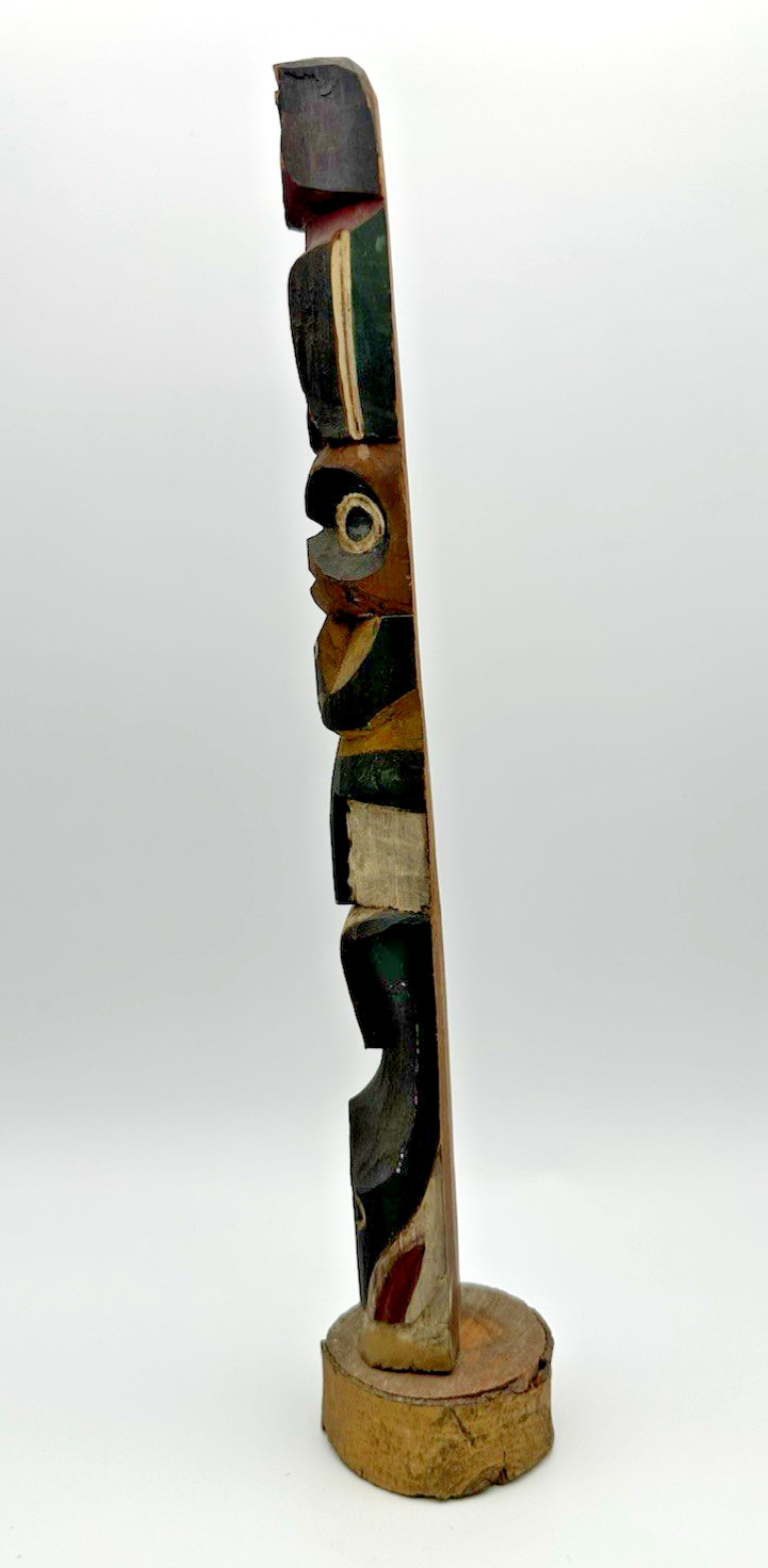 Old 12 1/4" Pacific Northwest Coast Carved Cedar Totem - Antique Native American