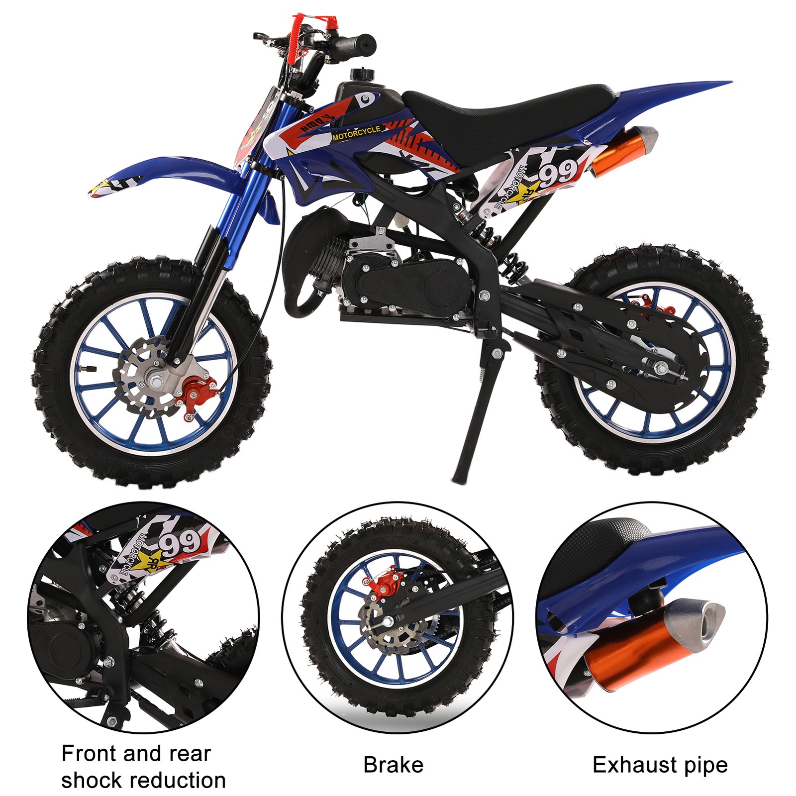 NEW 49cc 2-Stroke Kids Dirt Bike Gas-Powered Motocross Off-Road Mini Motorcycle