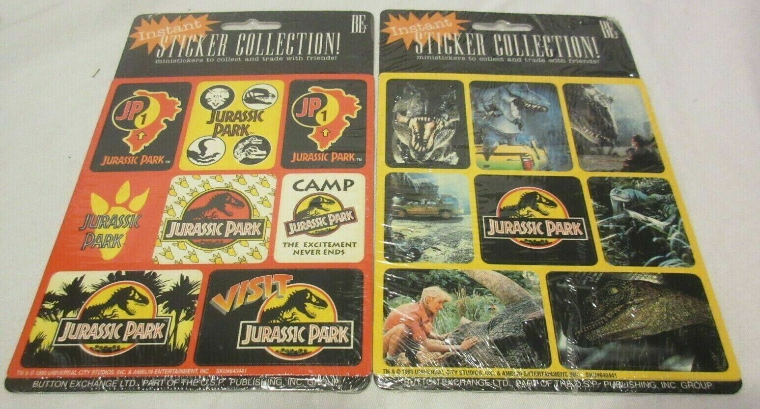 Jurassic Park Instant Sticker Collection 32 Stickers New Old Stock 1993 2 Packs