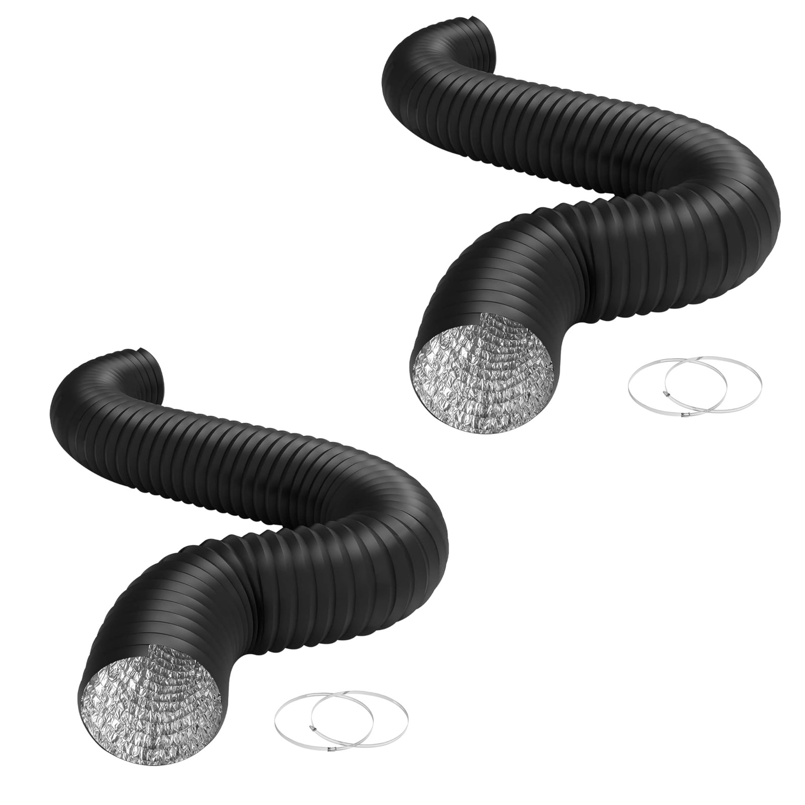 12" 25 Ft Aluminum Ducting Flexible, Heavy-Duty 4-Layer Protection with 2 Duct