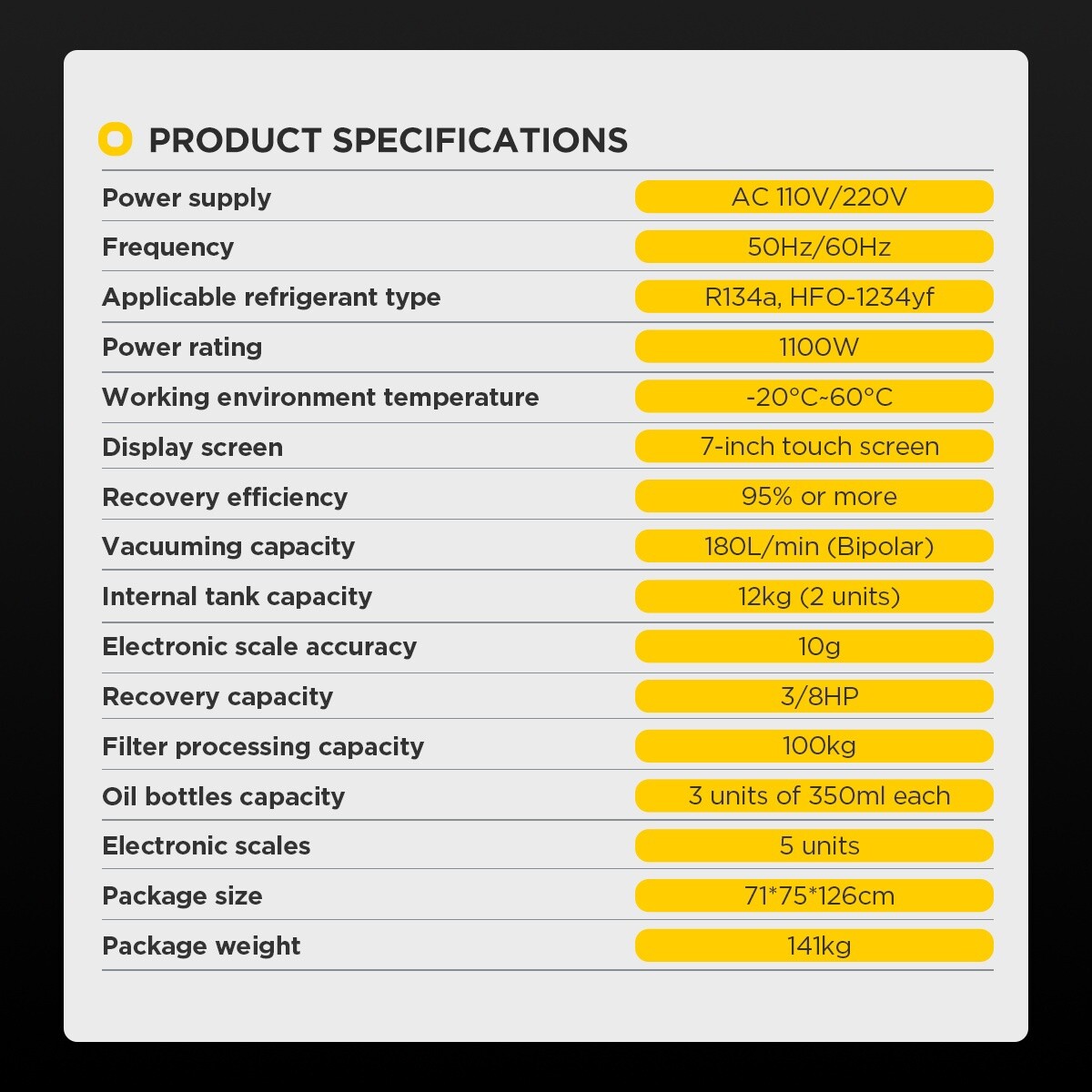 LM708 Fully Automatic Refrigerant Recovery Machine A/C Dual Tank Filling 3/8HP