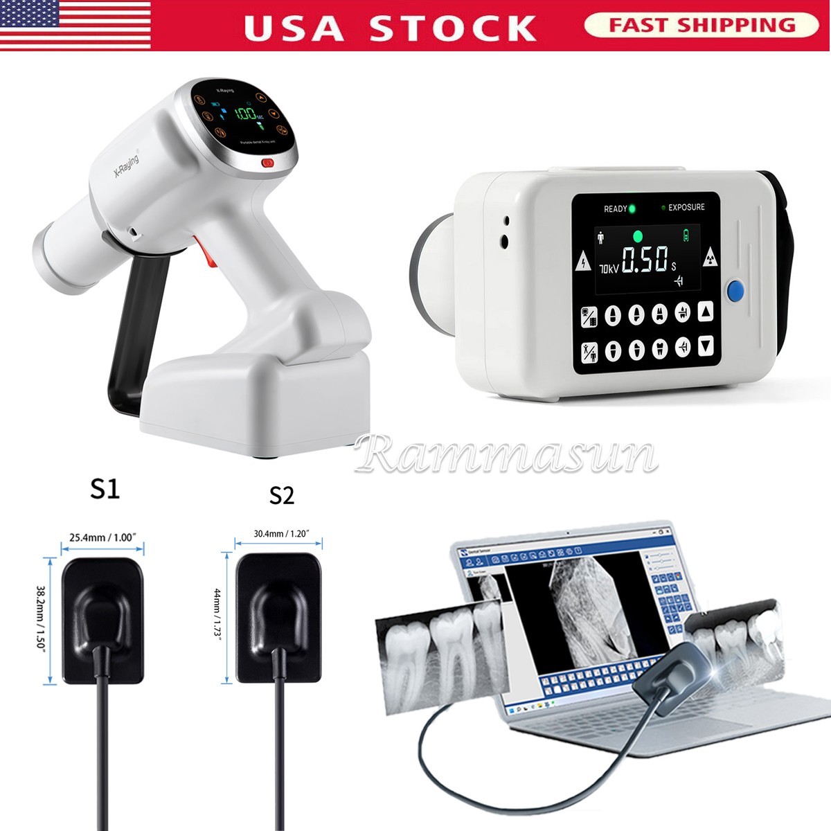 Portable Dental Mobile X Ray Machine Digital no Shield /Digital Sensor Size 1/2