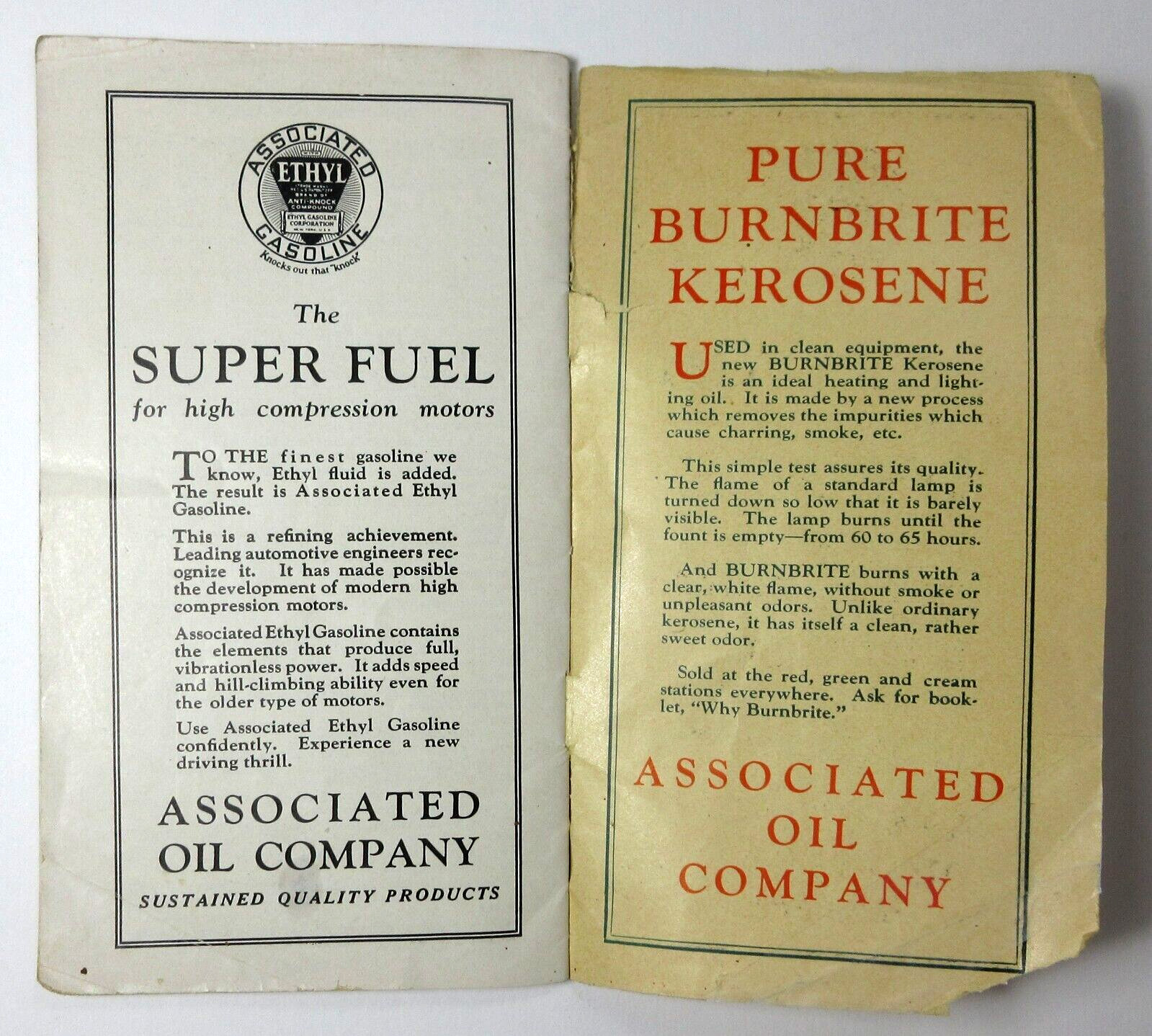 Associated Oil Advertising Booklet Presidential Election Cycol Ethyl Gas 1929