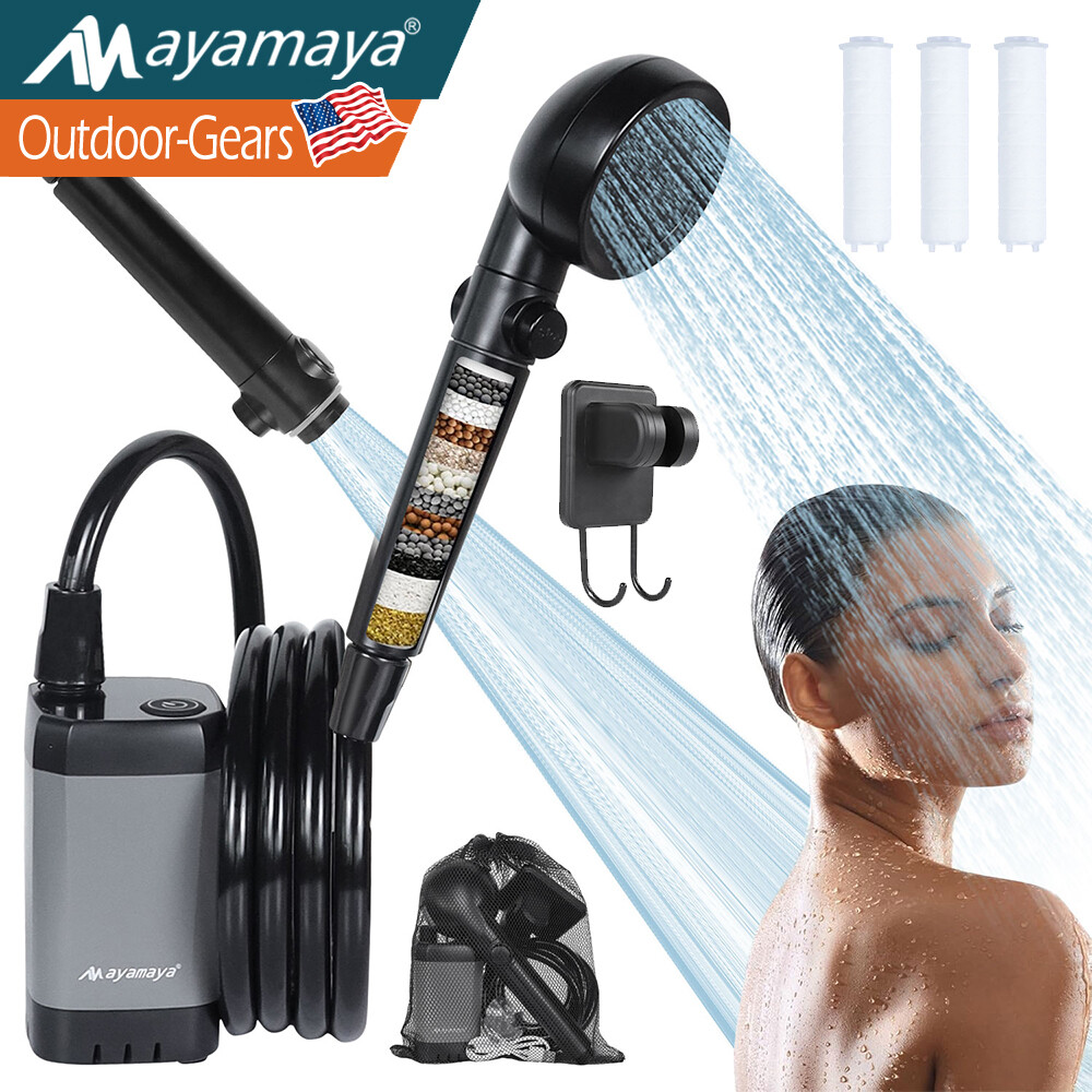 Portable Camping Shower 6000mAh Rechargeable Outdoor Camp Pump for Hiking Travel