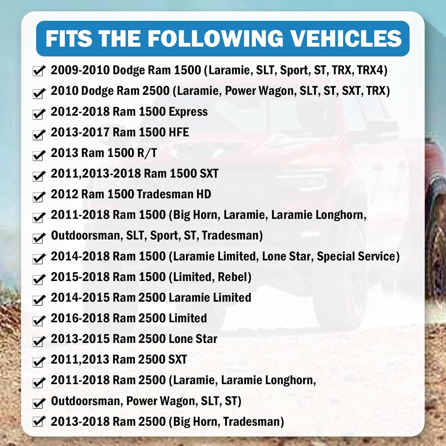 Driver Side Heated Mirror Glass Compatible with 2009-2018 Dodge Ram Pick-Up 1500