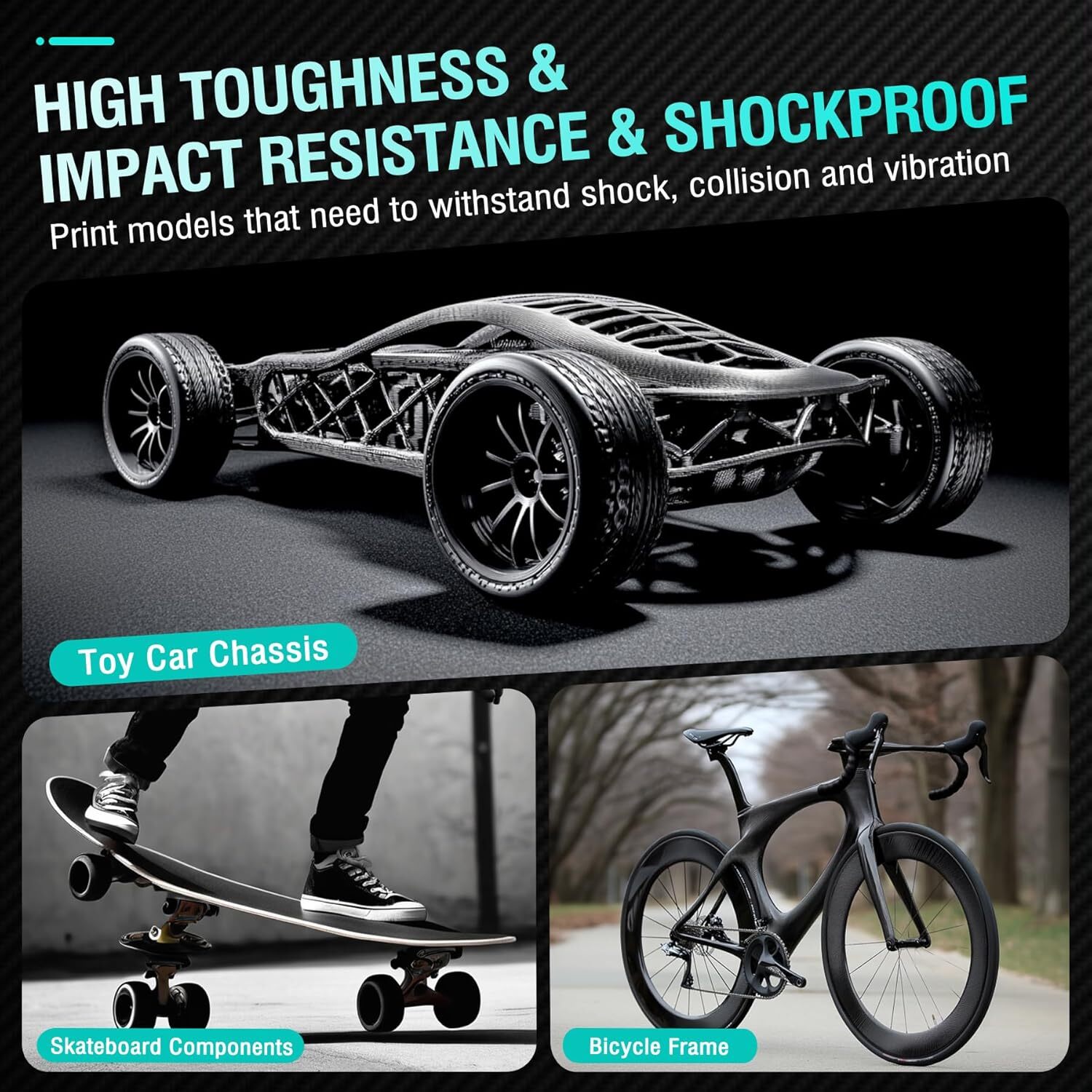 SUNLU Black PA6-CF 3D Printer Filament 1.75MM 1KG Carbon Fiber Nylon Filament