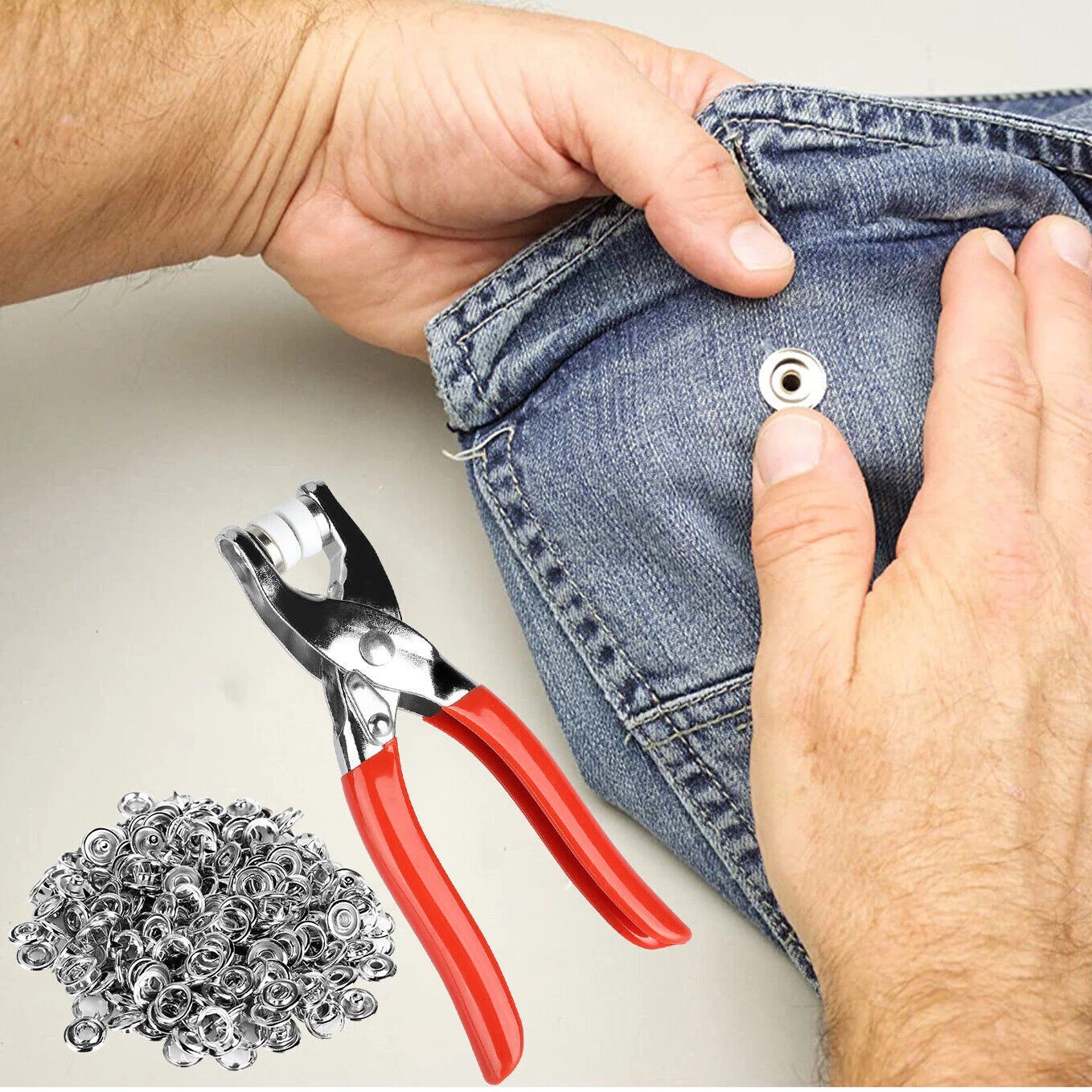 100 Pcs Snap Fastener Kit 9.5mm Press Studs with Pliers for Fabric Craft Clothes