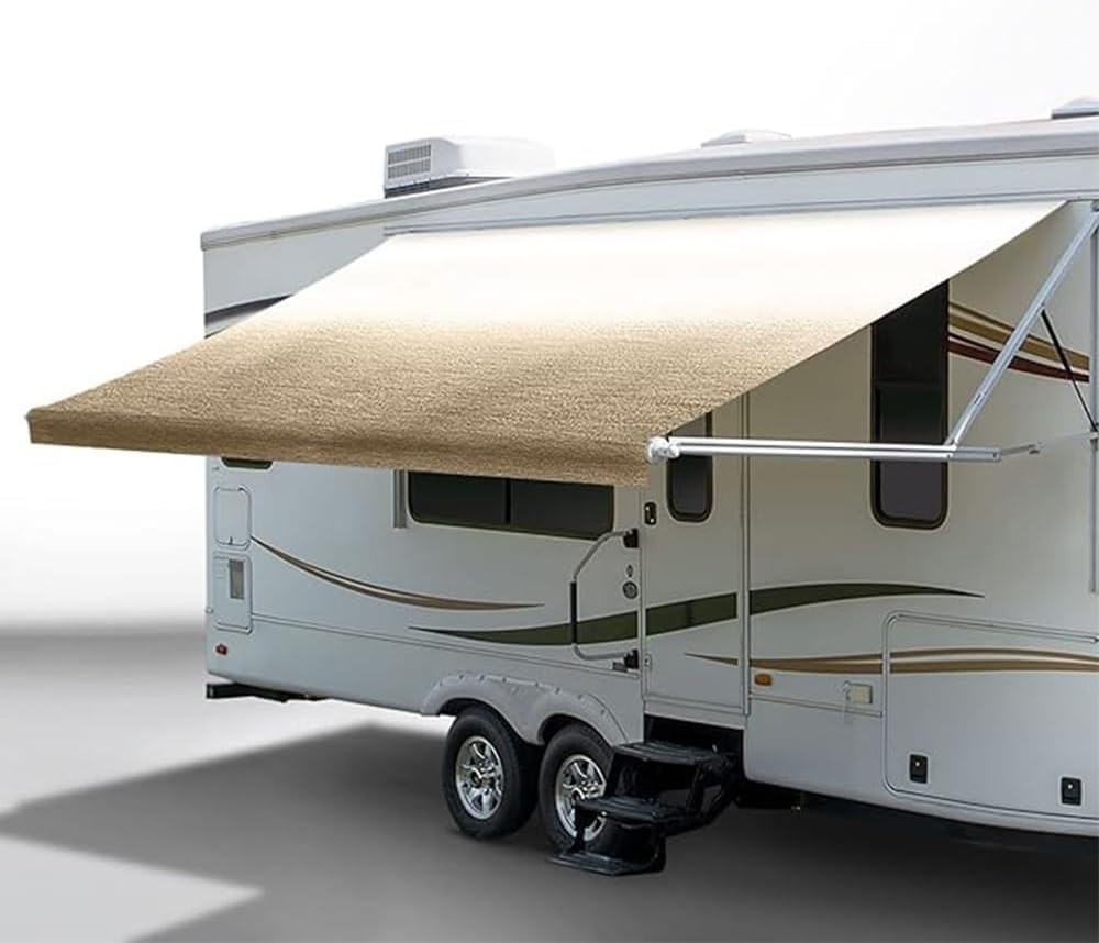 YELLOW  12'x8' RV Awning Fabric Replacement Heavy-Duty Weatherproof Vinyl