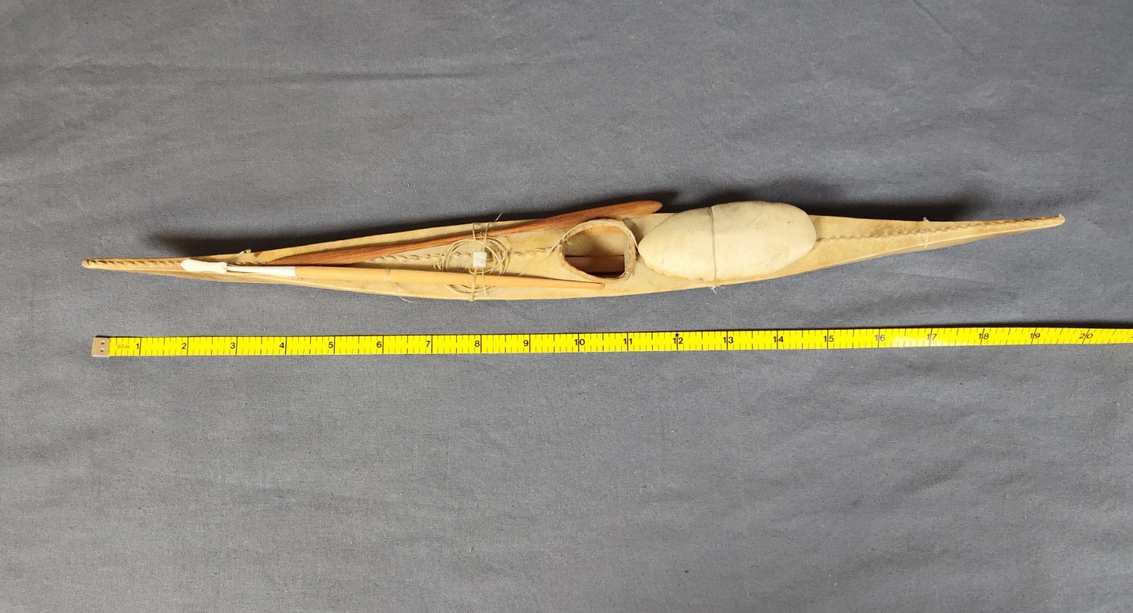 Antique Inuit Kayak Model c. 1900-1920 Authentic Detailed Handcrafted Piece 20"