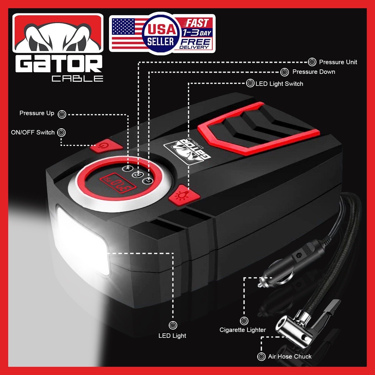 Car Tire Air Pump Inflator Compressor Digital Electric Auto Portable 150PSI 12V