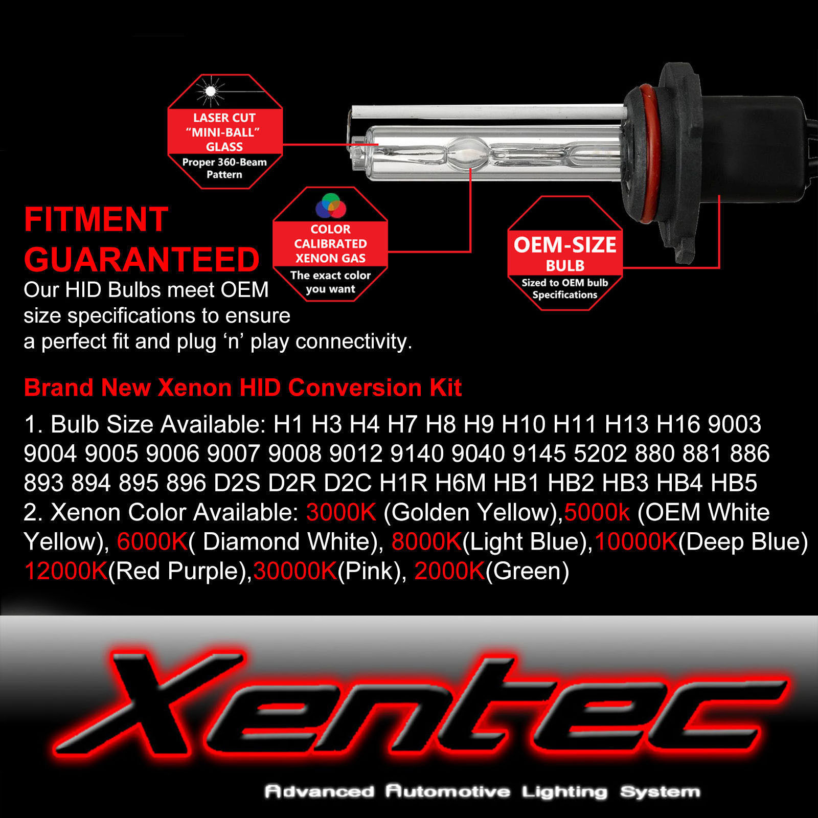 Xentec Slim Xenon Lights HID Kit H1 H3 H4 H7 H10 H11 H13 9004 9005 9006 9007