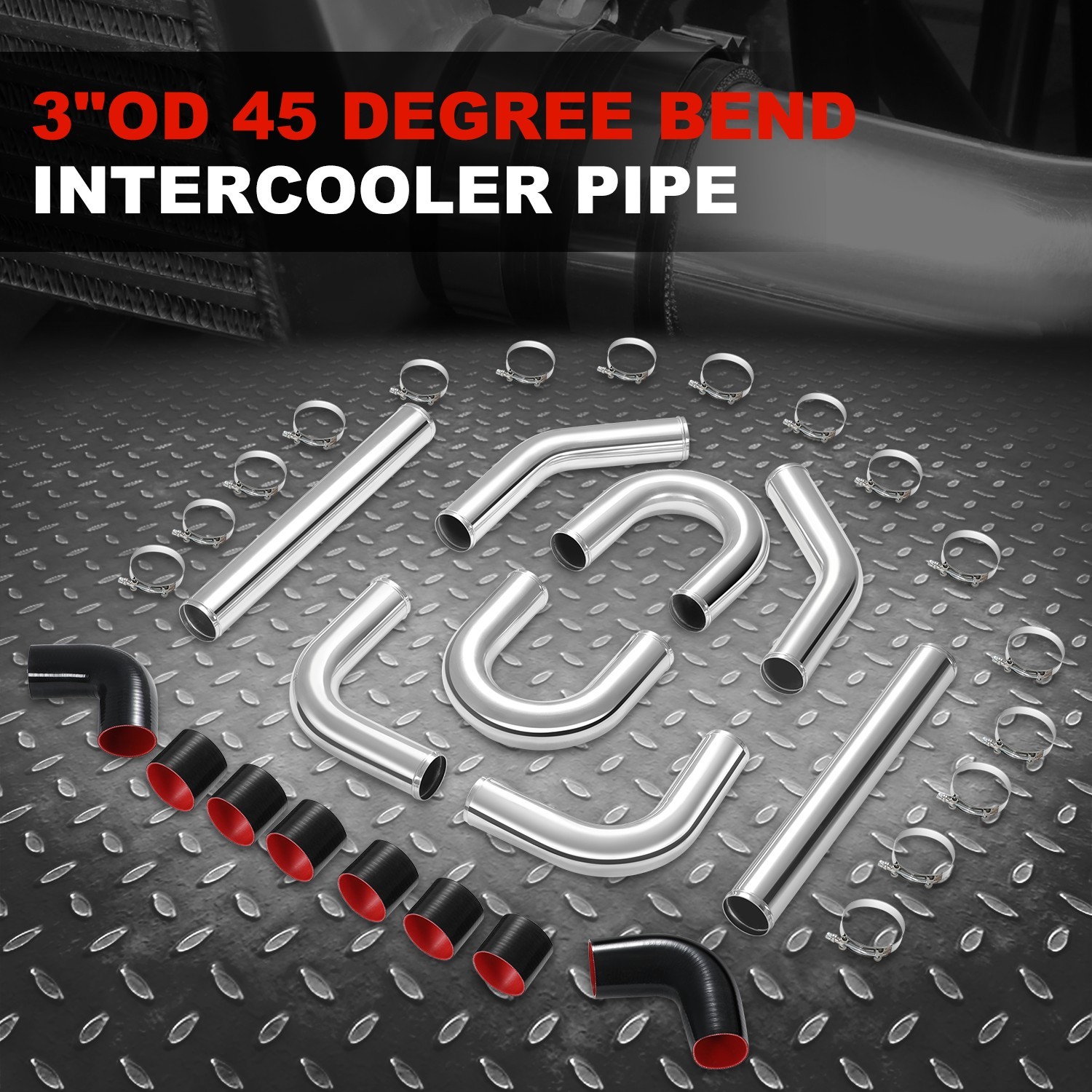 8 Pcs 90 180 Degree 3 inch Aluminum Intercooler Intake Pipe Piping Tube Custom