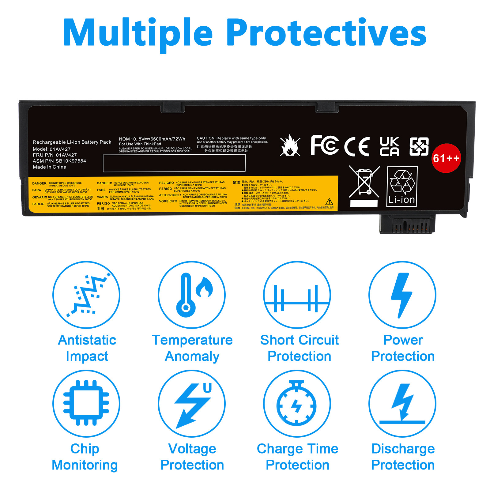 🔥LOT 61++ 72Wh Battery for Lenovo ThinkPad T470 T480 T570 T580 01AV492 01AV427