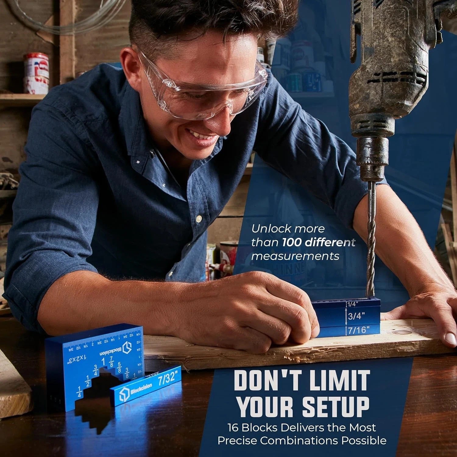 Blockcision Setup Blocks Woodworking Tools - 16 PCS Height Gauge Block Set