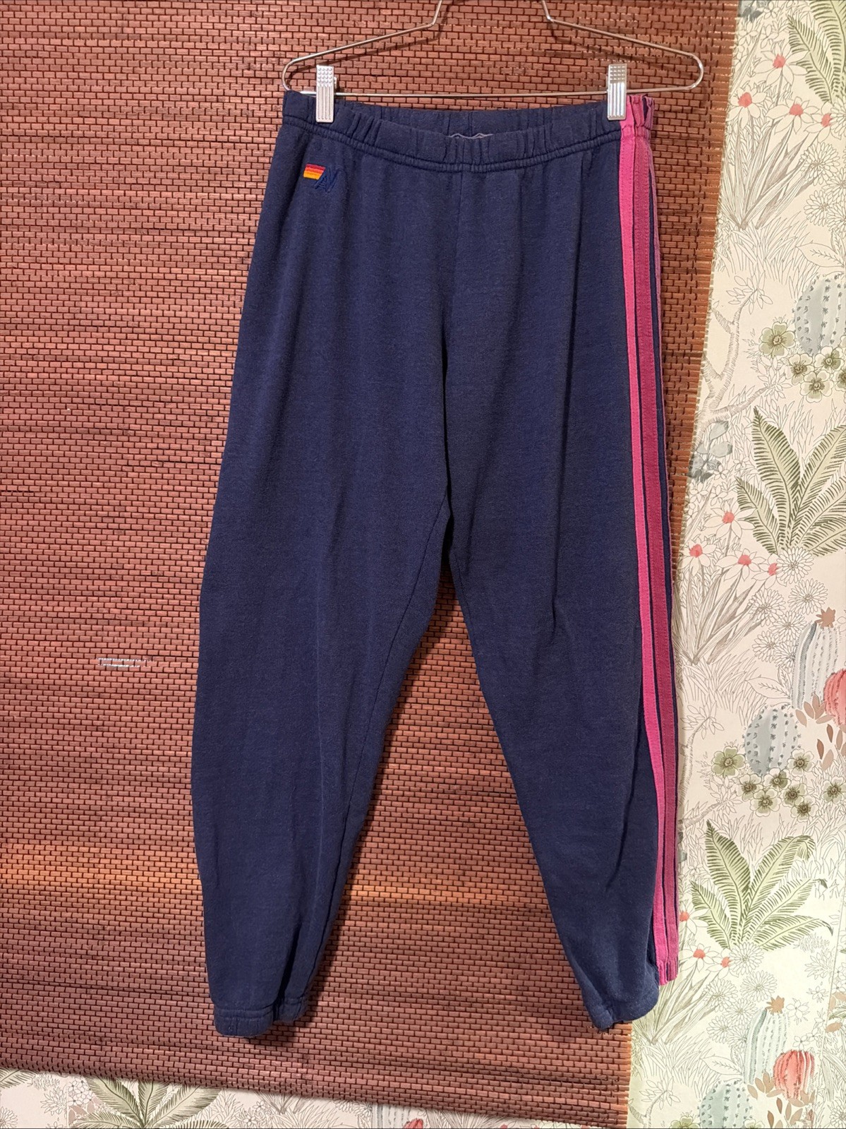 Aviator Nation 5 Stripe Sweatpants Women's Sz M Stripes Designer Multicolor