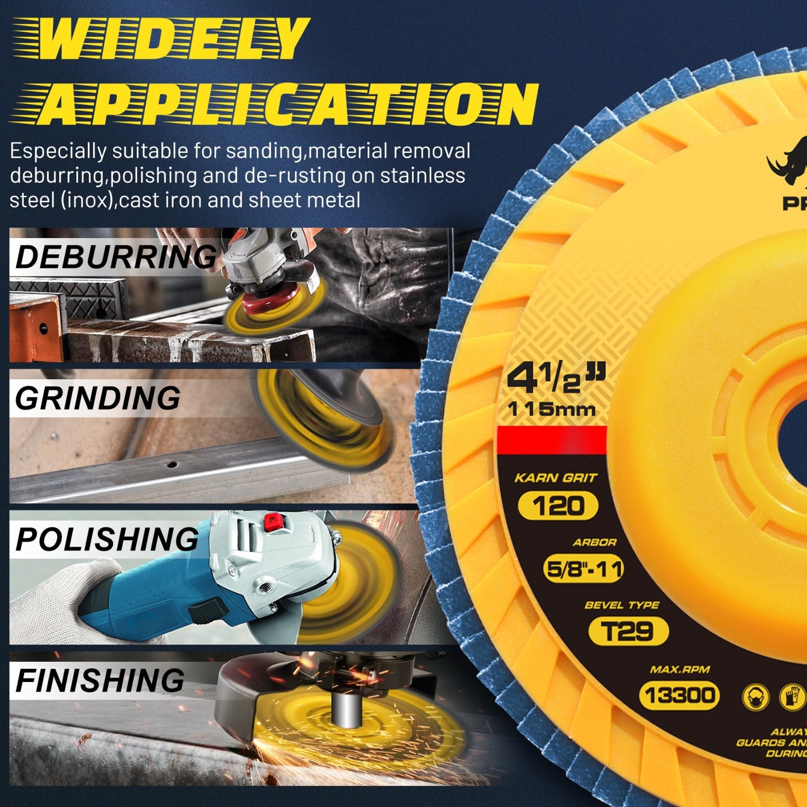 20PC 4-1/2"Zirconia Flap Discs T29 Tool-Free 40/60/80/120 Grit for Angle Grinder