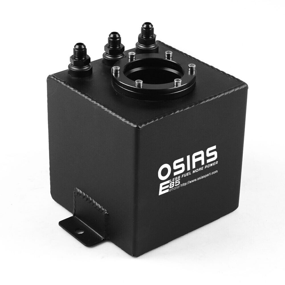 044 External Fuel Pump + 2L Black Aluminum High Flow Swirl Fuel Surge Tank AN6