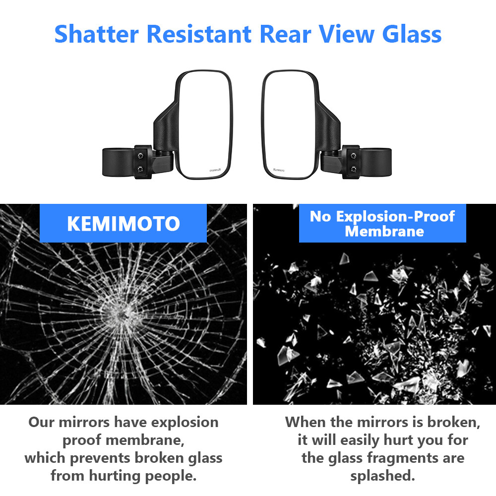 1.75"-2" UTV Rear View Side Mirrors For Kubota RTV 850 900 1100 1140 X-Series