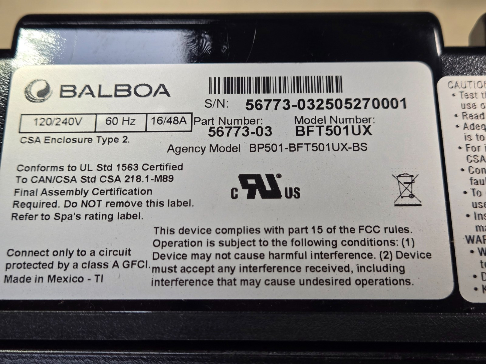 Balboa/HydroQuip - BP501, BP501UX, 4KW Heater/Control Box NEW HOT TUB SPA