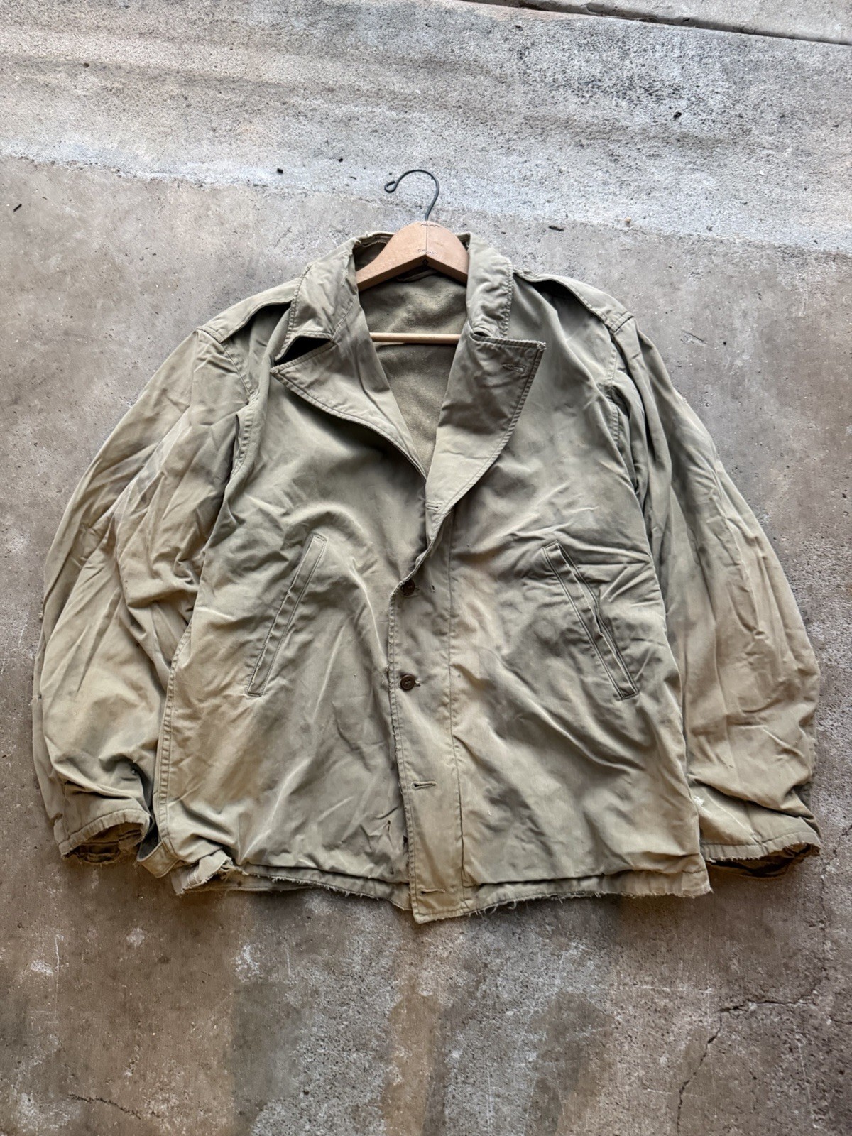 Vintage 1940s U.S. Army M41 Jacket OD Poplin Field Medium Olive Stencil Infantry