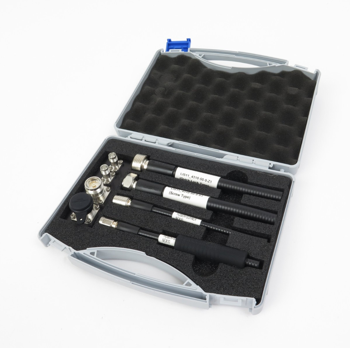 Huber+Suhner NEX10 to 4.3-10 RF Adapter Kit 8-Piece Set Low PIM Grey Case