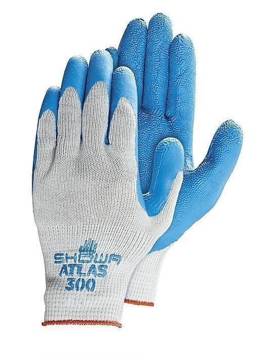 SHOWA ATLAS 300 LATEX RUBBER PALM DIPPED WORK GLOVES BLUE, GENERAL PURPOSE