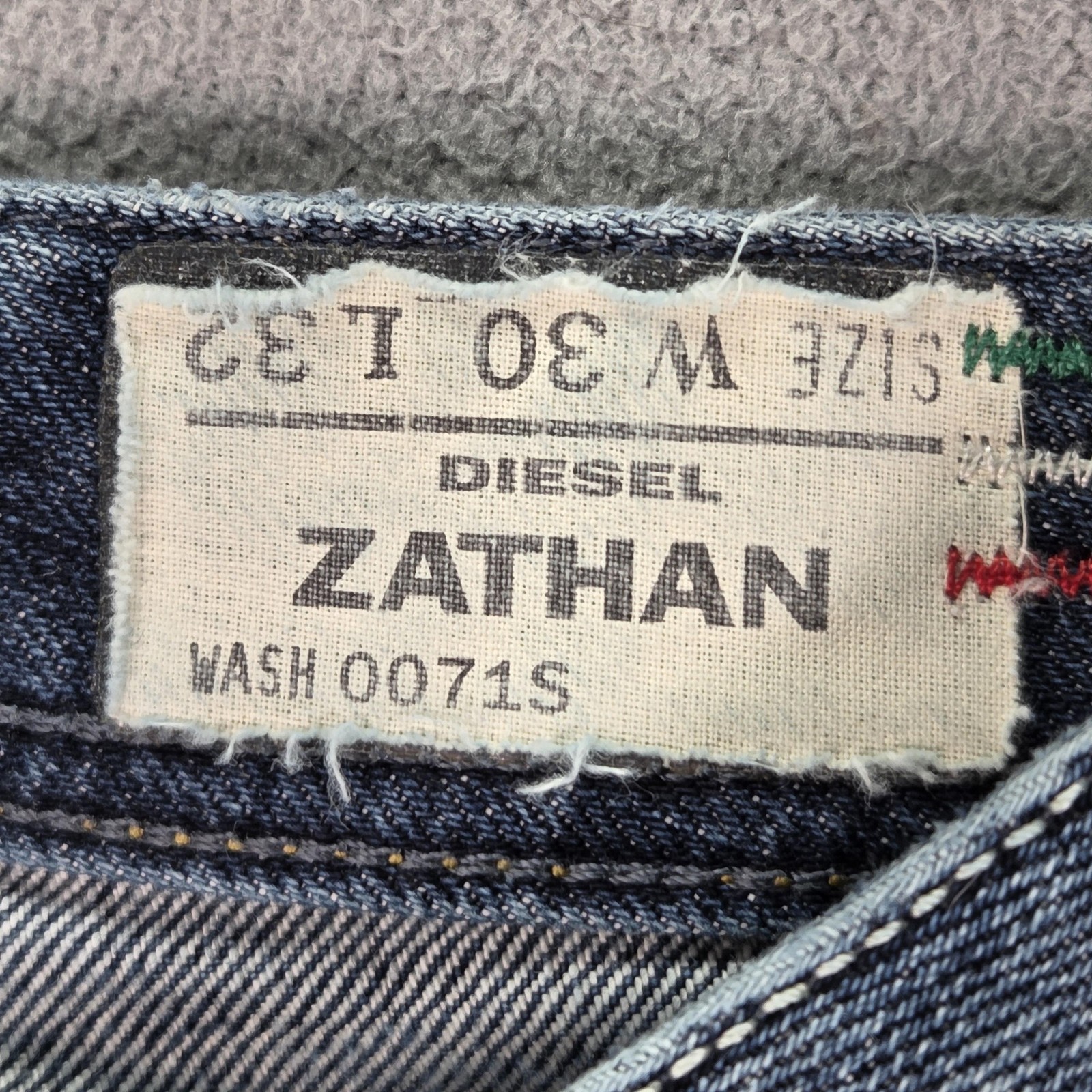 Diesel Zathan Jeans Mens 30x32 Blue Bootcut Made Italy 0071S