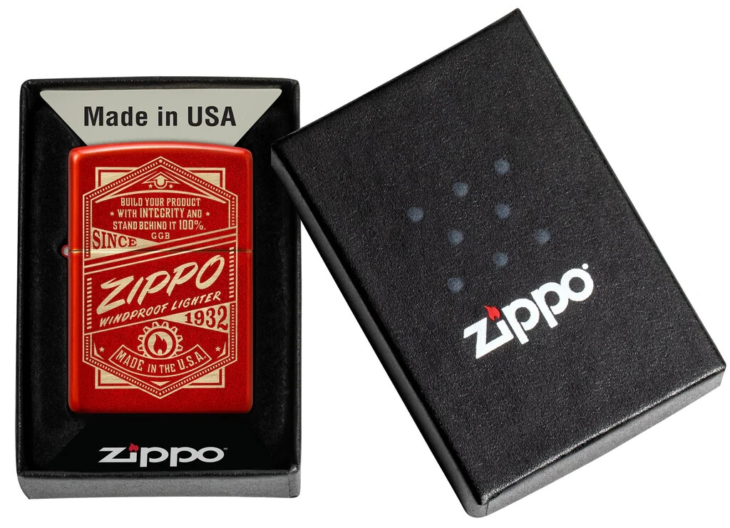 Zippo 48620, It Works Advertising Design, Metallic Red Finish Lighter