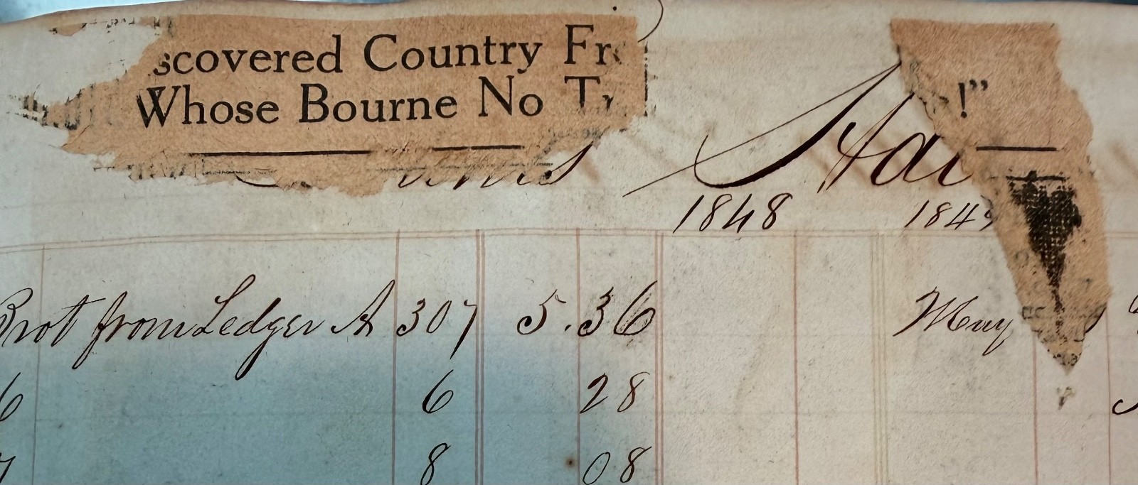 Large Newspaper Clipping Scrapbook NY/NJ 1920s-30s on 1840s Leatherbound Ledger