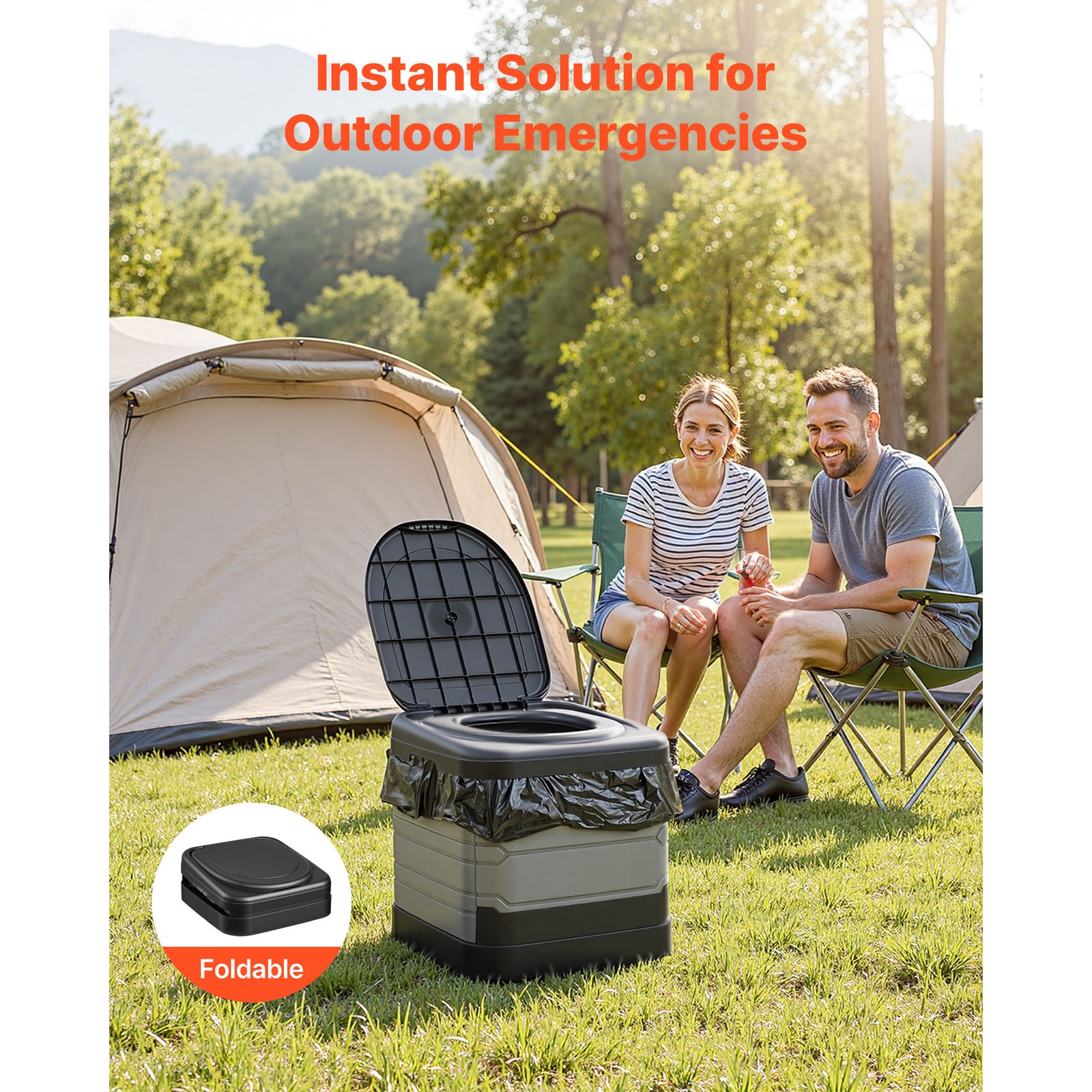 Uimoso Portable Folding Outdoor Travel Toilet, 330 lbs Capacity for Camping