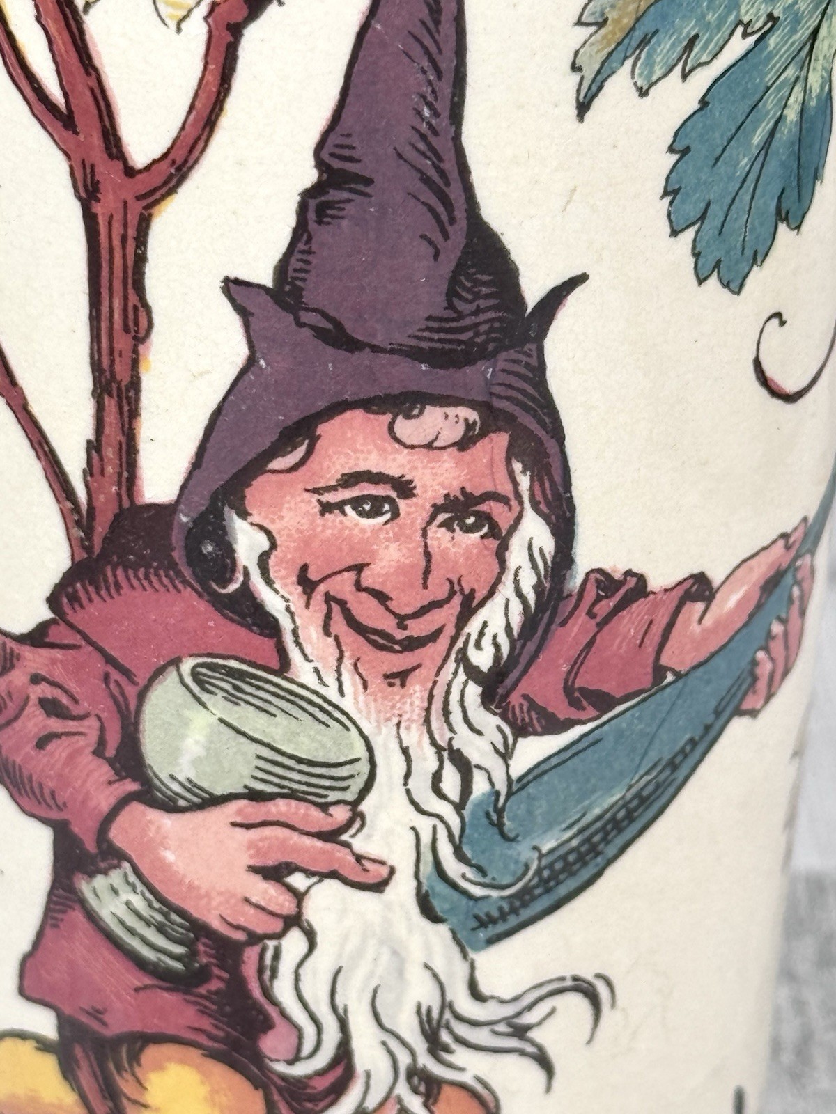 Antique Villeroy & Boch Gnome Mug Germany Hand Painted Stein Vines Beaker 1172