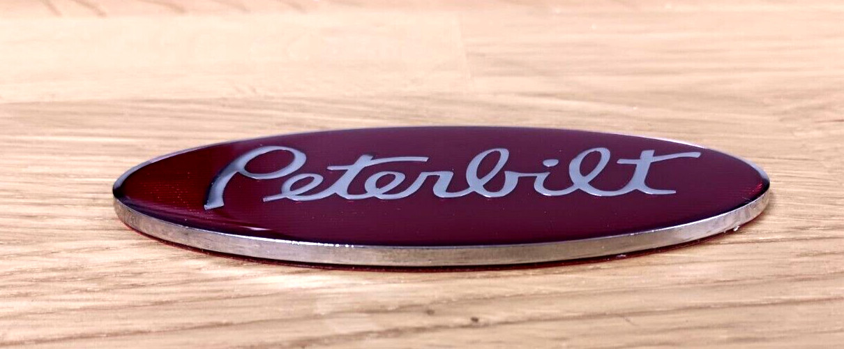 Peterbilt truck emblem chrome epoxy top metal 3.5 inches wide