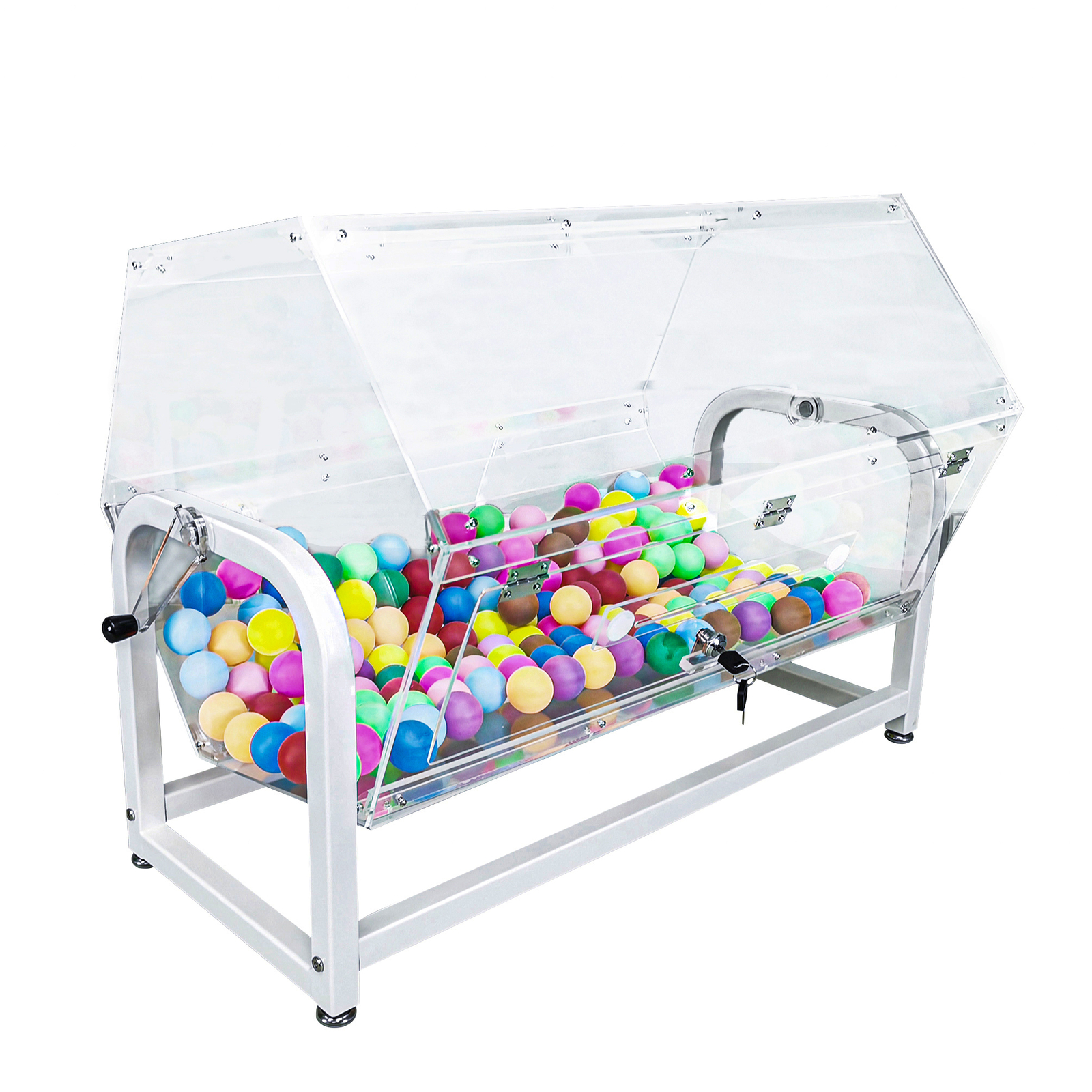 30x18x20" large Clear Acrylic Raffle Drum Metal Stand, Lucky Draw Ticket Box