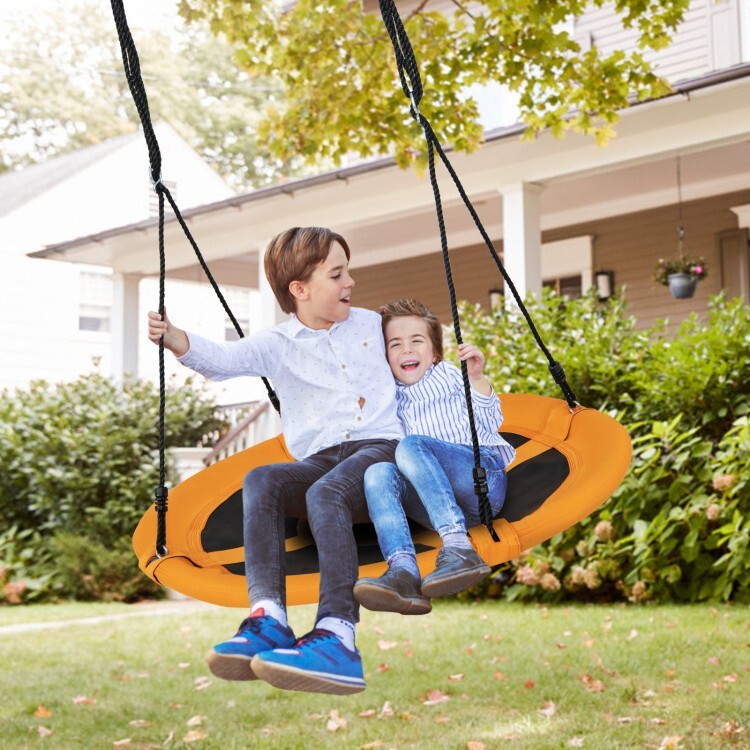 40" Outdoor Round Saucer Tree Swing WaterProof w/Adjustable Ropes & Carabiners