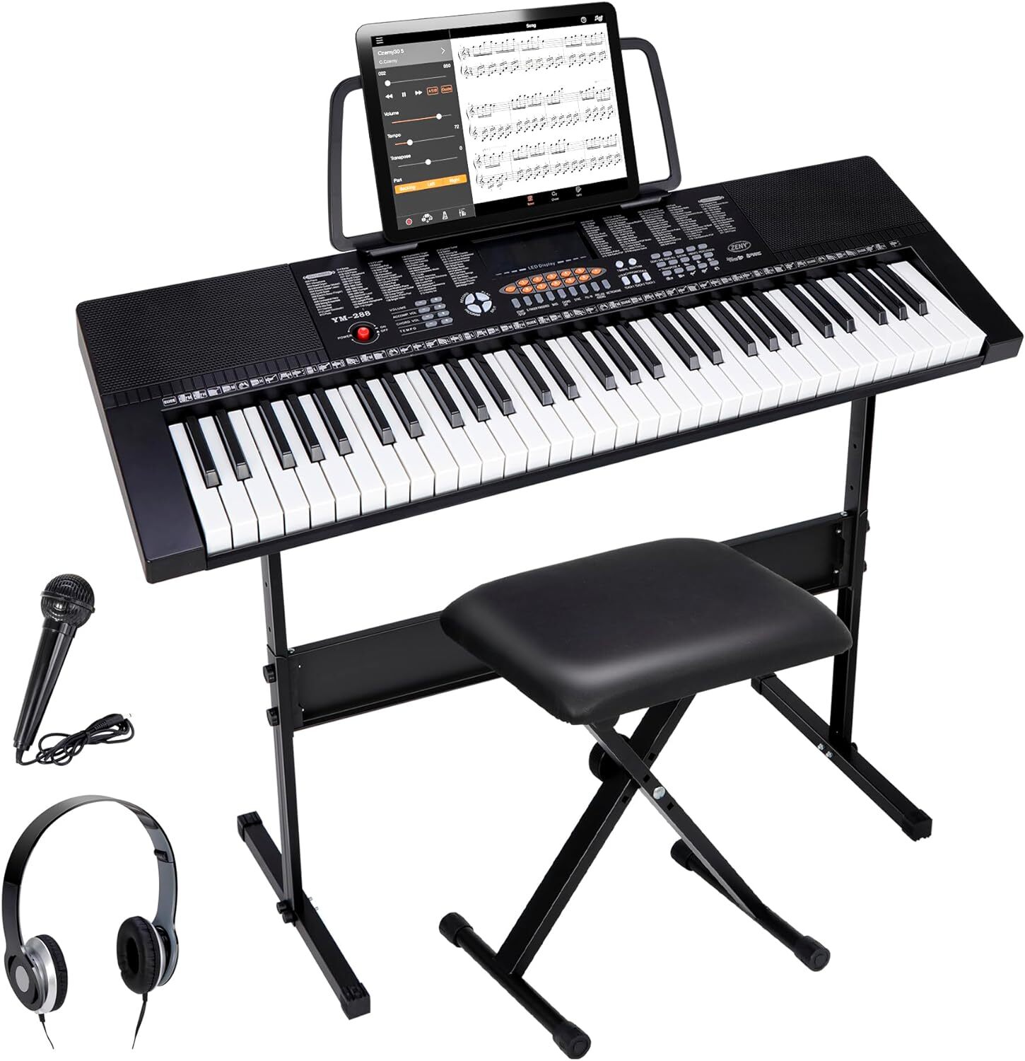 61-Key Electric Keyboard Piano w/Built In Speakers, Stand,Headphones, Microphone