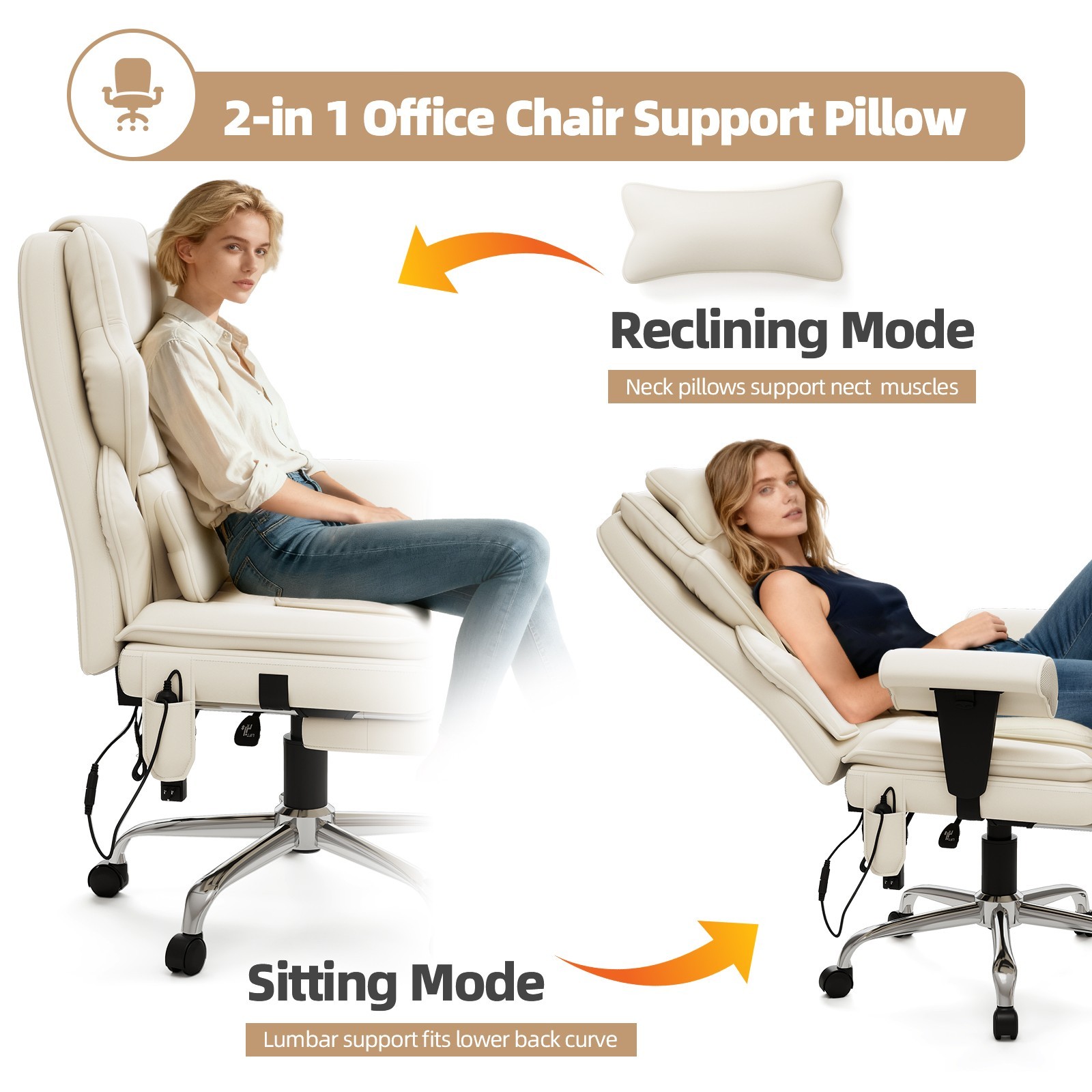 7-Point Massage & Heat Office Chair - High Back Executive Ergonomic Chair