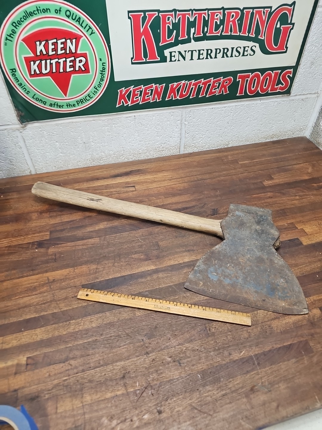 R24- Antique Daniel DRUA Hand Forge Broad Axe - PARADISE - LANCASTER PA 7lb 6oz