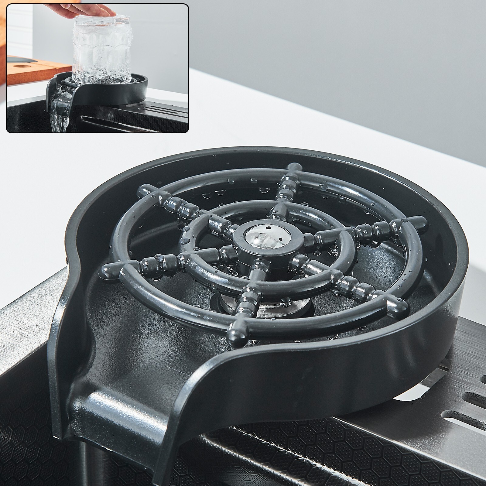 29.5" Flying Rain Stainless Steel Waterfall Kitchen Sink with Faucet Single Bowl