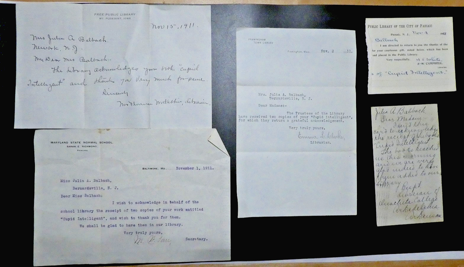 Cupid Intelligent Julia Anna Nenninger Balbach Correspondence letters