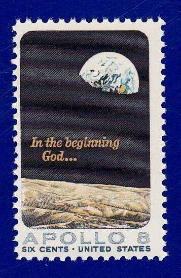 VTG 1969 APOLLO 8 STAMP MOON MISSION SPACE EARTH NASA  IN THE BEGINNING GOD...