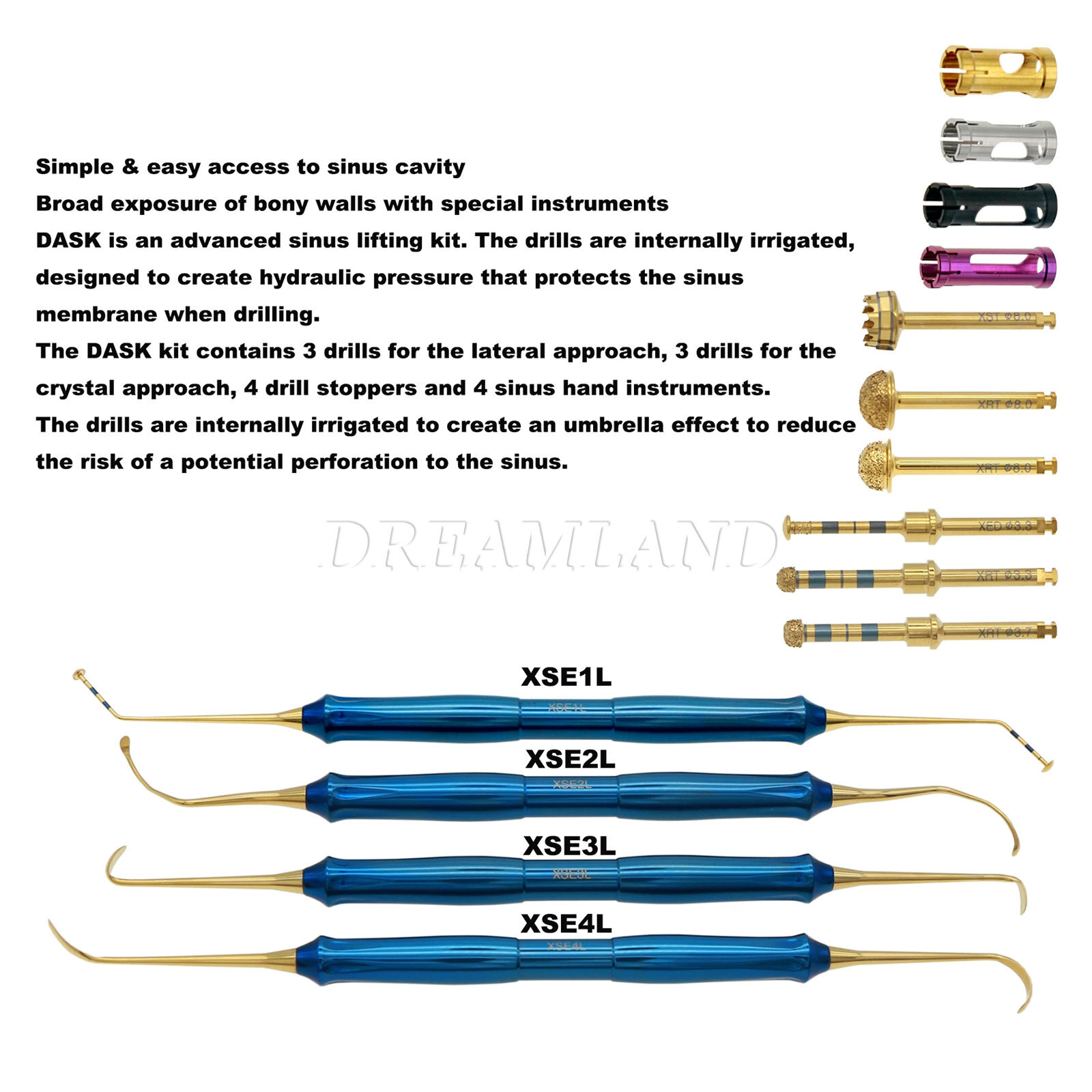 Implant Advanced Sinus Lift Super Line Implantium Surgical Kit Drill DASK