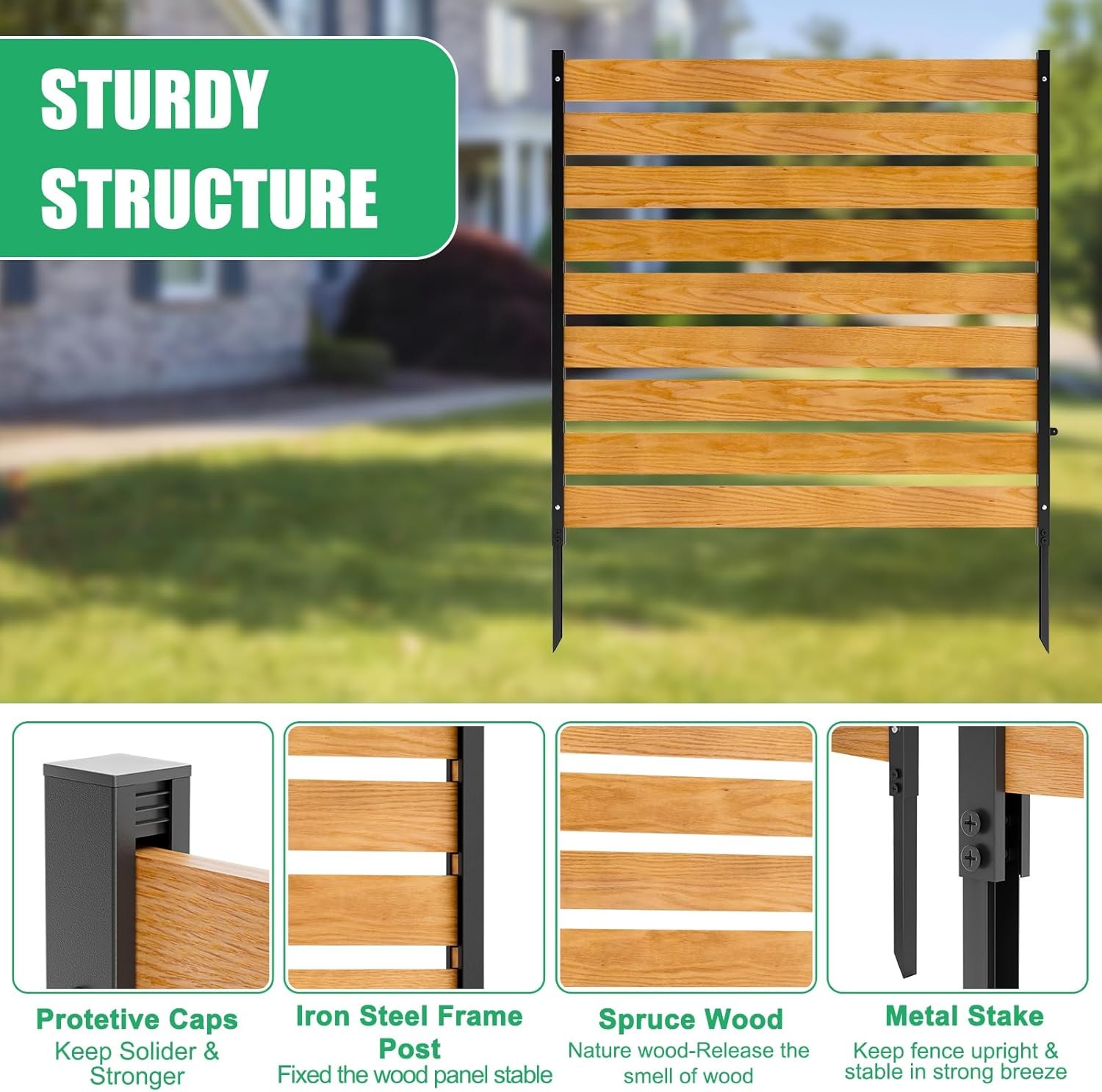 Air Conditioner Fence 1 Panel, 38" W x 60" H for Outside with Metal Stakes
