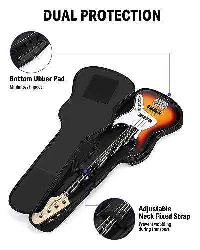 47 Inch Bass Guitar Case, 0.4 Inch Thick Padding Bass Bag 47 inch-10mm Thick