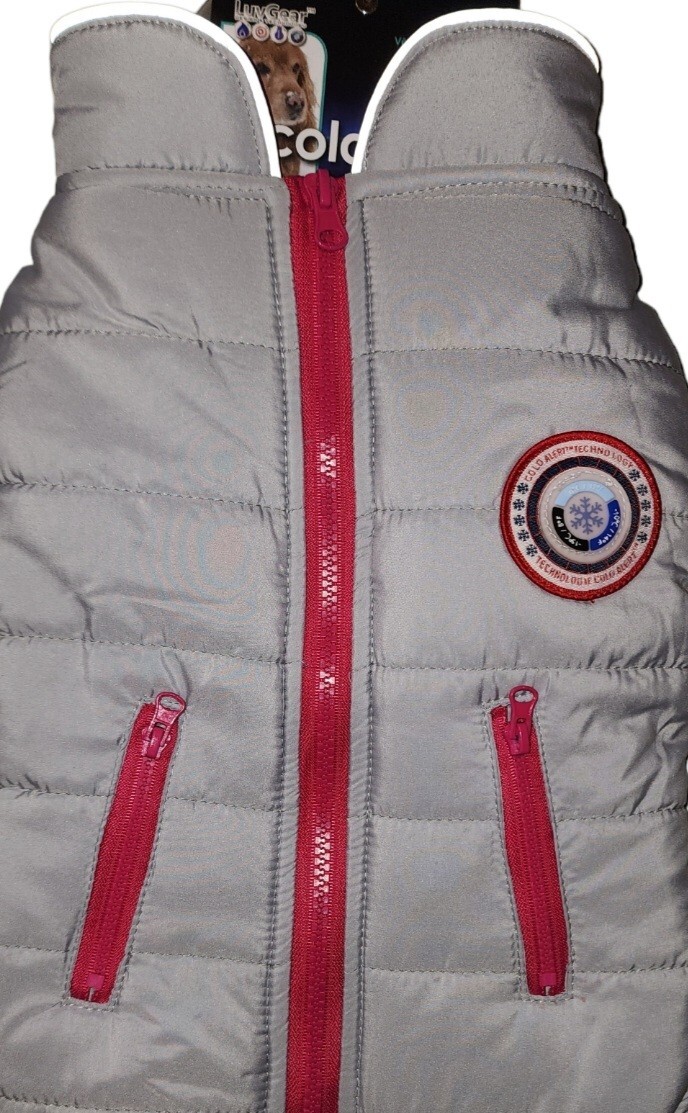 LuvGear Gray & Hot Pink Puffer Fleece Lined Puppy/Dog Coat/Jacket, Sm, Md, or Lg