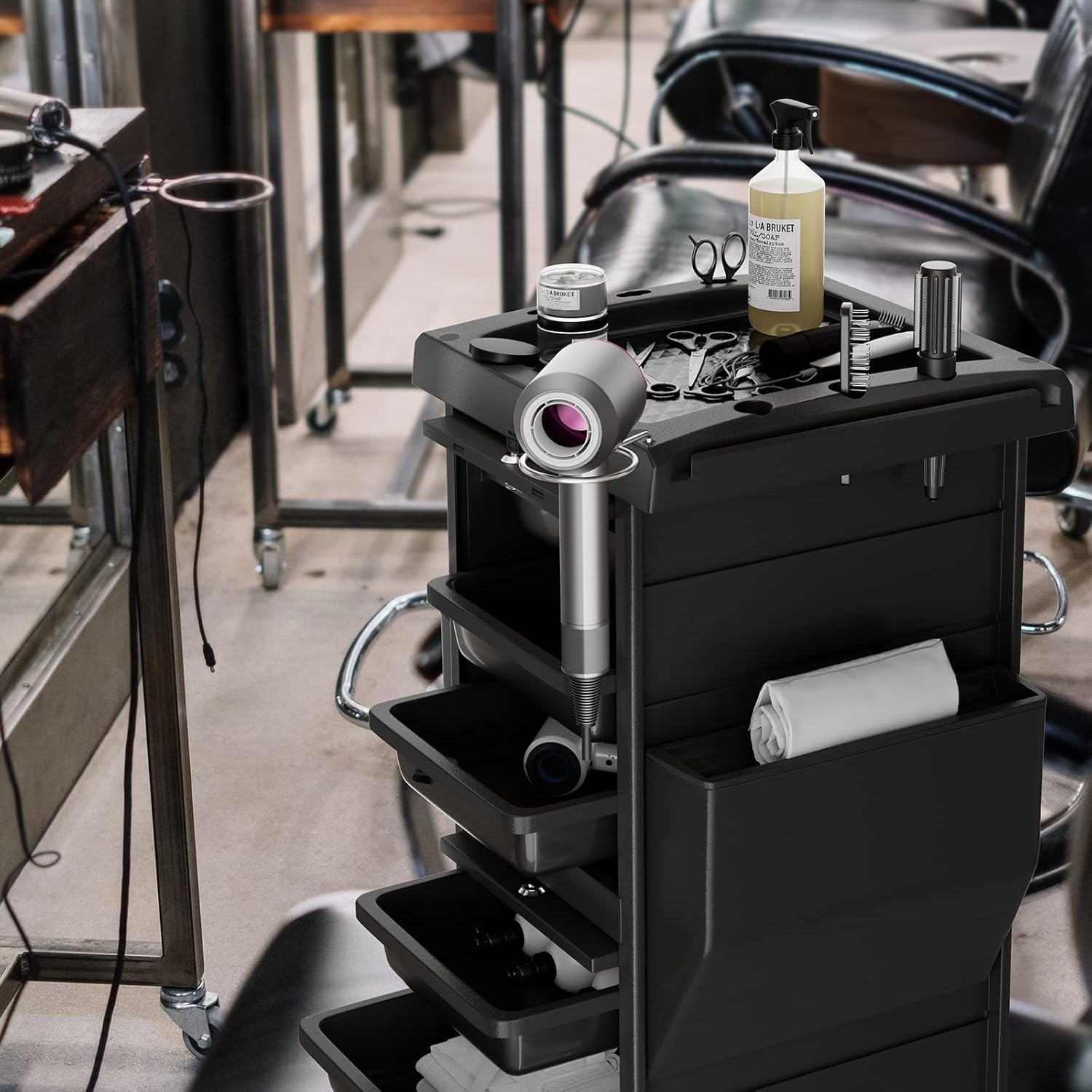 Professional Salon Rolling Cart Organizer, Lockable Hair Trolley with 6 Drawers