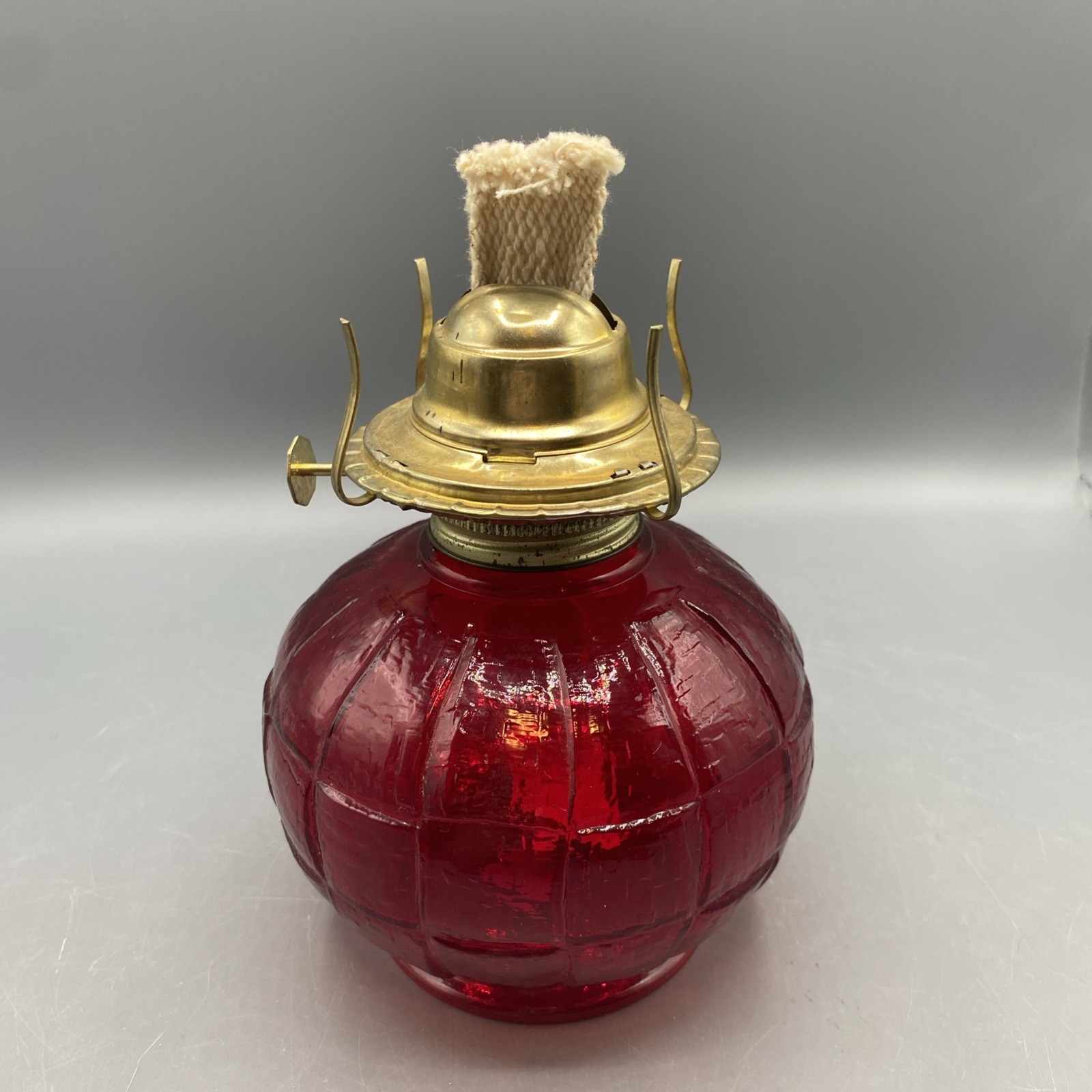New Vintage Viking Glass Ruby (Red) Paneled Kerosene Lamp Eagle Burner BASE ONLY