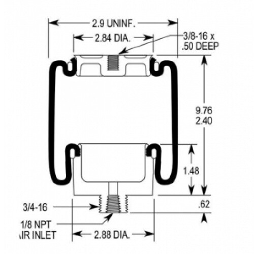 Cabin Air Spring Bag for Kenworth Aerocab Link 1102-0074 Cabin W02-358-7064