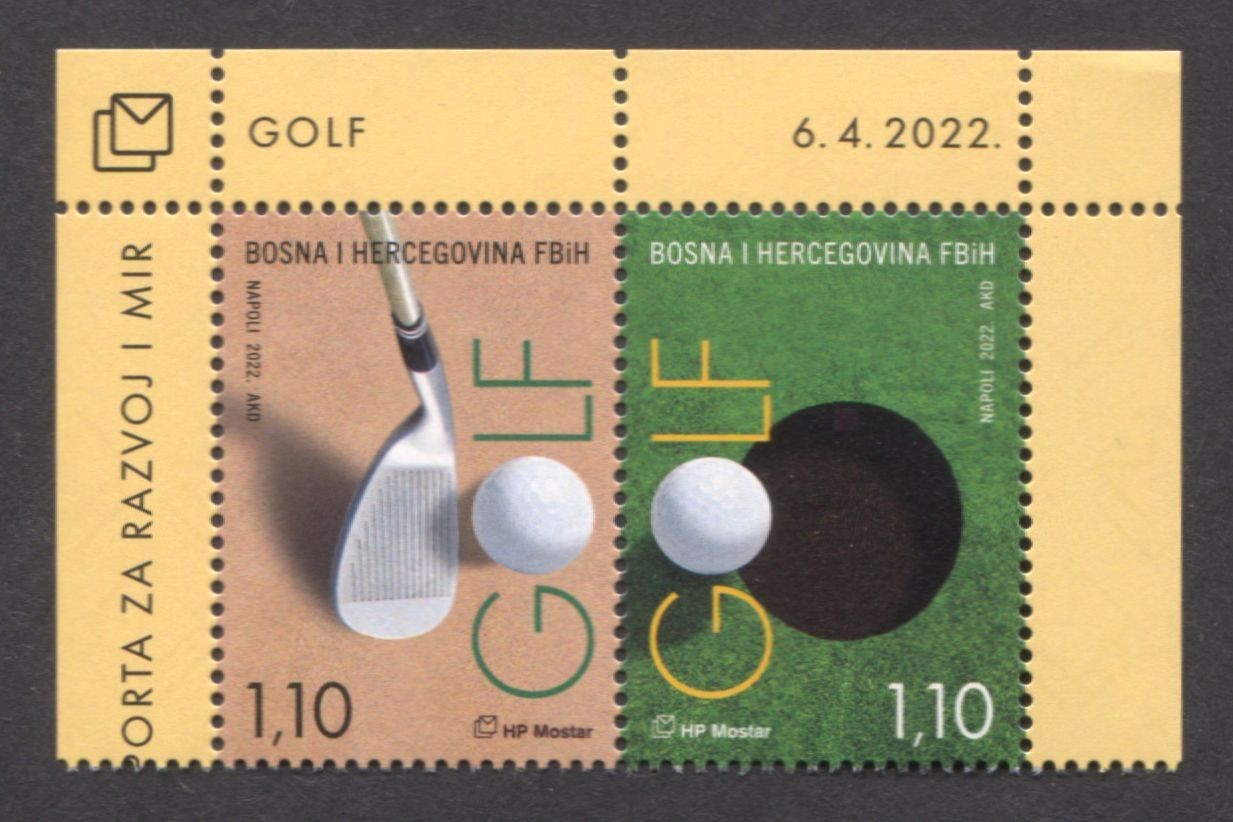 Bosnia & Herzegovina (Croat) Sc# 446, Golf, VF/XF MNH Attached Pair, No Faults